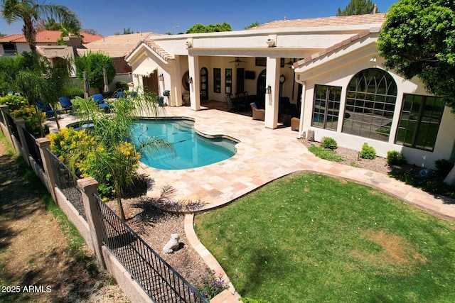 2041 W Hemlock Way, Chandler, AZ 85248 - view of swimming pool with a ceiling fan, a patio, and outdoor lounge area