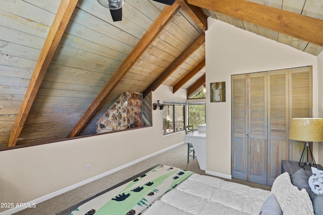 4511 N Ponderosa Dr, Pine, AZ 85544 - carpeted bedroom featuring wood ceiling and a closet