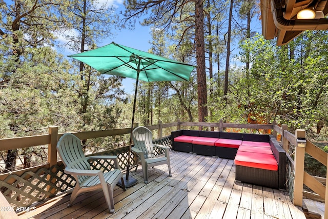 4511 N Ponderosa Dr, Pine, AZ 85544 - wooden deck featuring an outdoor hangout area