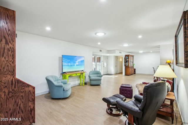 living room featuring light wood-type flooring