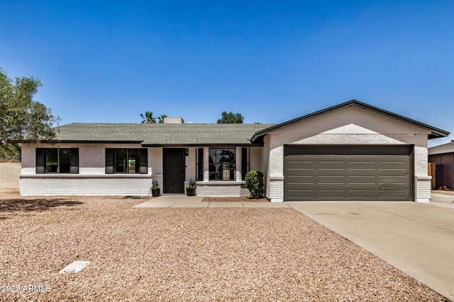 2124 E Boston St, Chandler, AZ 85225 - ranch-style house featuring brick siding, an attached garage, driveway, and a shingled roof