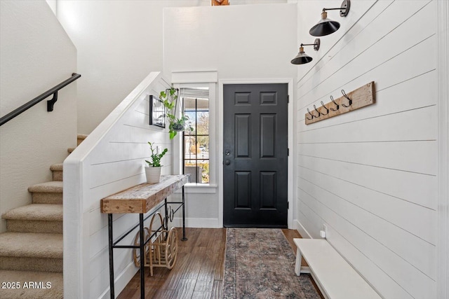 entrance foyer with dark wood-type flooring