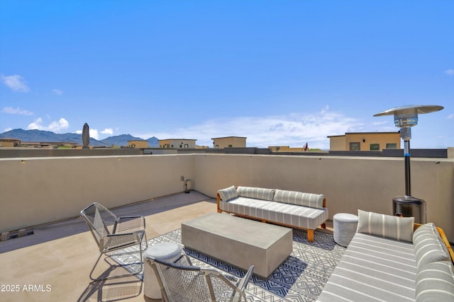 7464 E Paraiso Dr, Scottsdale, AZ 85255 - view of patio featuring a mountain view and an outdoor living space