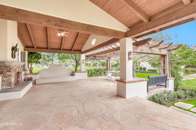 view of patio featuring outdoor dining space and a pergola