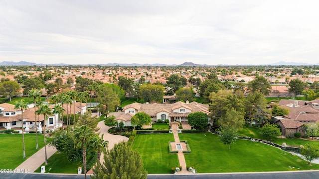 bird's eye view featuring a mountain view and a residential view