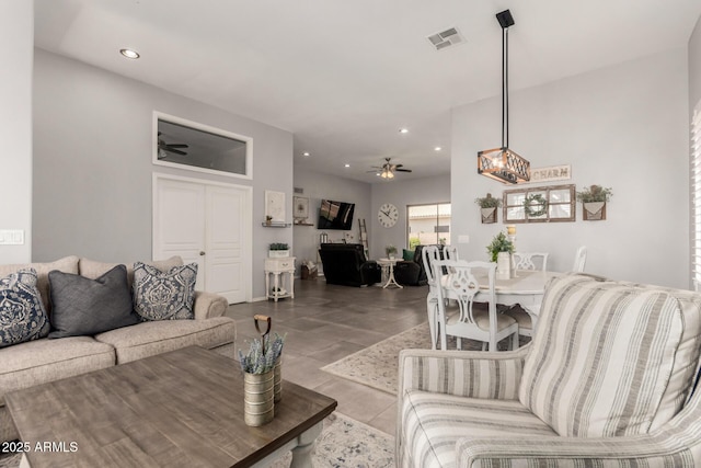 1884 E Stephens Dr, Tempe, AZ 85283 - living area featuring ceiling fan, recessed lighting, and a chandelier