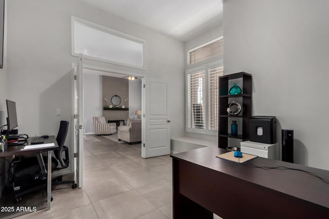 1884 E Stephens Dr, Tempe, AZ 85283 - office area with light tile patterned floors and a high ceiling