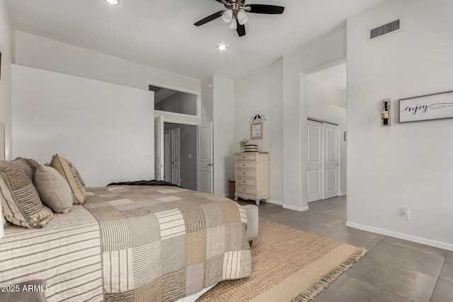 1884 E Stephens Dr, Tempe, AZ 85283 - bedroom featuring baseboards, a closet, ceiling fan, and recessed lighting