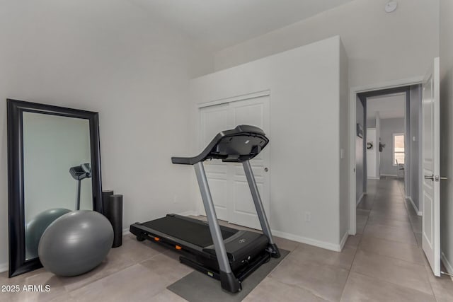 1884 E Stephens Dr, Tempe, AZ 85283 - workout room featuring baseboards and tile patterned floors