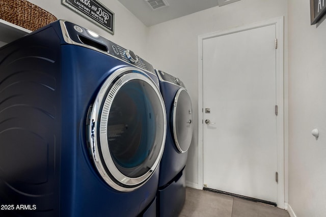 1884 E Stephens Dr, Tempe, AZ 85283 - washroom with washing machine and clothes dryer, tile patterned floors, and baseboards