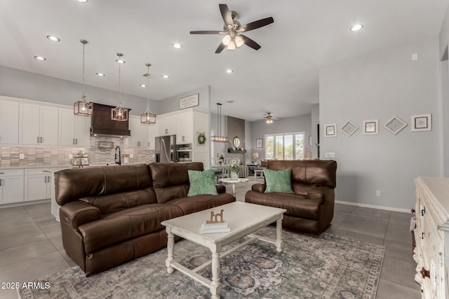 1884 E Stephens Dr, Tempe, AZ 85283 - living area with a ceiling fan and recessed lighting