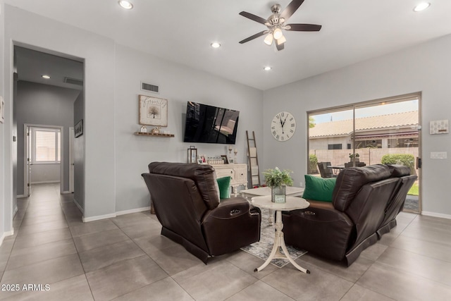 1884 E Stephens Dr, Tempe, AZ 85283 - living room with ceiling fan, baseboards, and recessed lighting