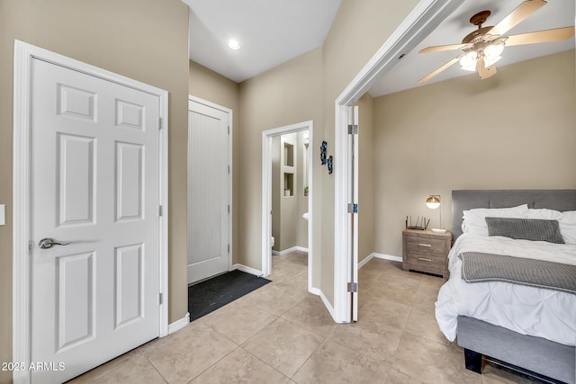 3131 E Legacy Dr Unit 1032, Phoenix, AZ 85042 - bedroom featuring light tile patterned flooring, baseboards, and ceiling fan