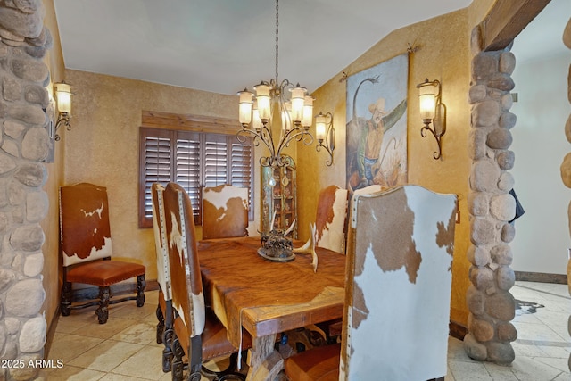 21230 S 156th St, Gilbert, AZ 85298 - tiled dining area with a chandelier and lofted ceiling