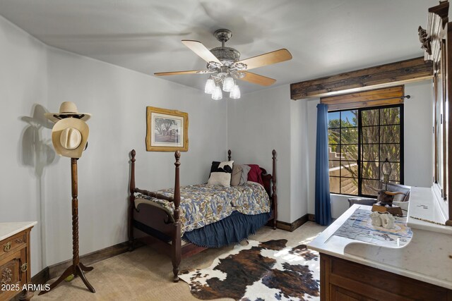21230 S 156th St, Gilbert, AZ 85298 - bedroom with light carpet, baseboards, and ceiling fan