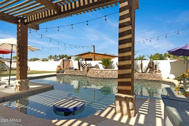 21230 S 156th St, Gilbert, AZ 85298 - view of swimming pool with a fenced backyard and a pergola