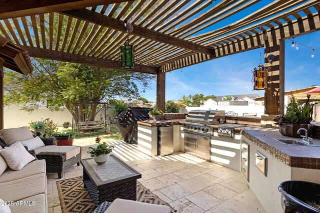 21230 S 156th St, Gilbert, AZ 85298 - fenced backyard featuring a sink, a pergola, outdoor lounge area, and a patio area