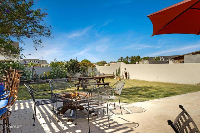 21230 S 156th St, Gilbert, AZ 85298 - view of patio / terrace with an outdoor fire pit