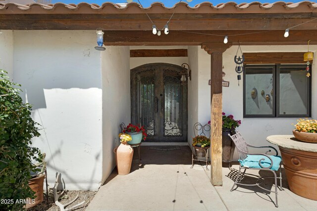 21230 S 156th St, Gilbert, AZ 85298 - property entrance featuring french doors and stucco siding