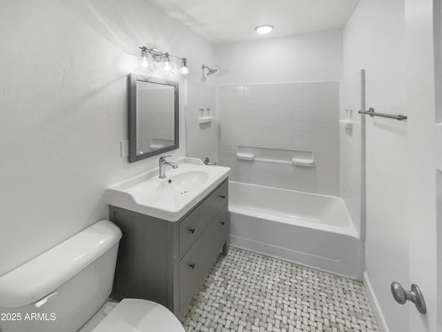 full bathroom featuring vanity, toilet, and shower / bathing tub combination