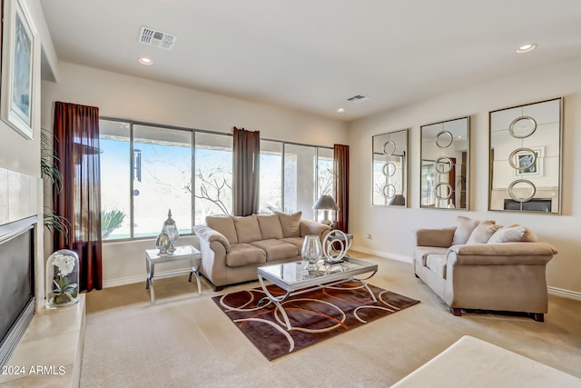 3660 S Golden Eye Ln, Gold Canyon, AZ 85118 - carpeted living area featuring baseboards, visible vents, and recessed lighting