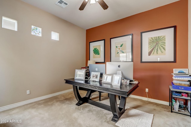 3660 S Golden Eye Ln, Gold Canyon, AZ 85118 - carpeted office with baseboards, ceiling fan, and visible vents