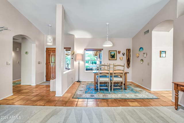 dining room with light tile patterned floors