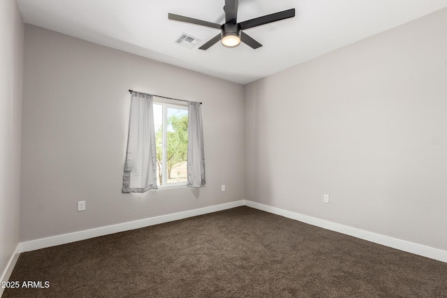 683 W Raymond St, Coolidge, AZ 85128 - unfurnished room with a ceiling fan, dark colored carpet, and baseboards
