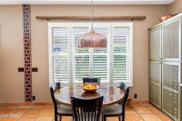 tiled dining room with a healthy amount of sunlight