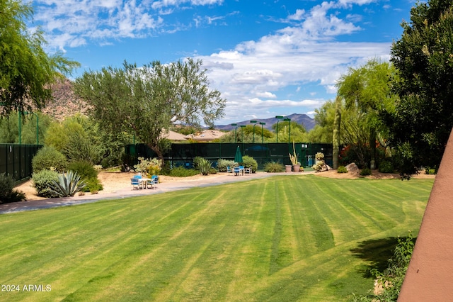 view of yard with a mountain view