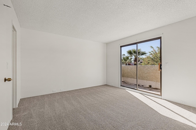 carpeted spare room with a textured ceiling