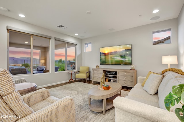 living room featuring light wood-type flooring