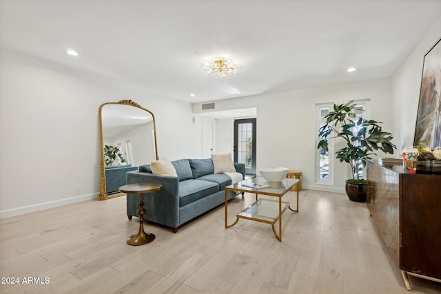 living room featuring light hardwood / wood-style flooring