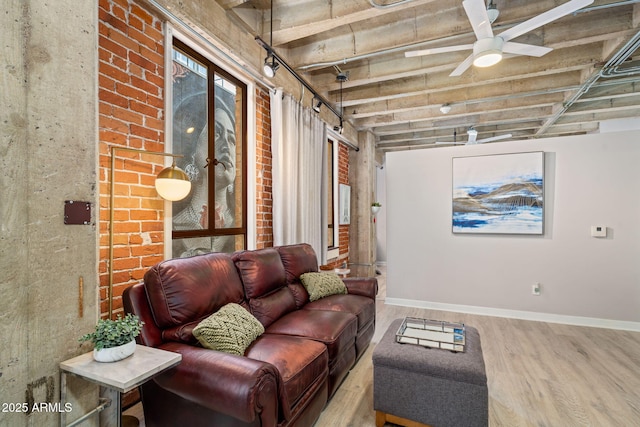 114 W Adams St Unit 202, Phoenix, AZ 85003 - living room featuring wood finished floors and ceiling fan