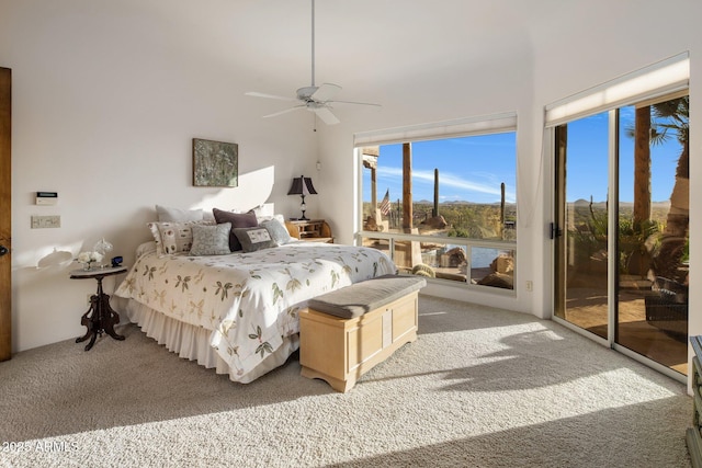 6001 E Restin Rd, Cave Creek, AZ 85331 - bedroom with light carpet, access to outside, and ceiling fan