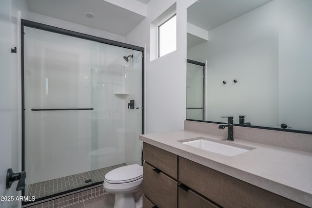 7956 W Griswold Rd, Peoria, AZ 85345 - bathroom featuring vanity, a shower stall, toilet, and tile patterned floors