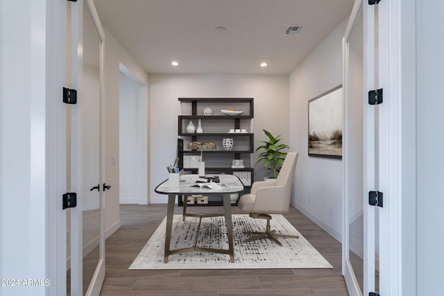 office featuring dark hardwood / wood-style flooring