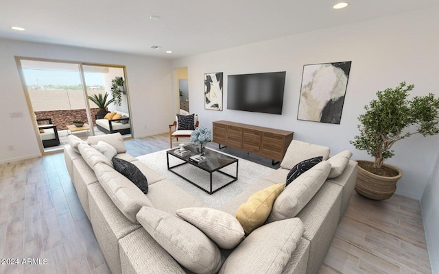 living room featuring light hardwood / wood-style flooring