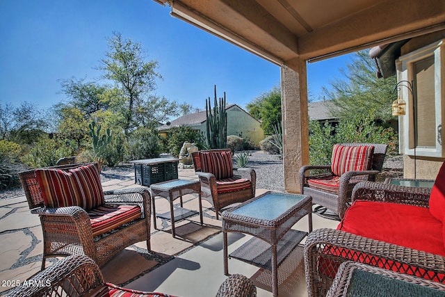 view of patio featuring an outdoor hangout area