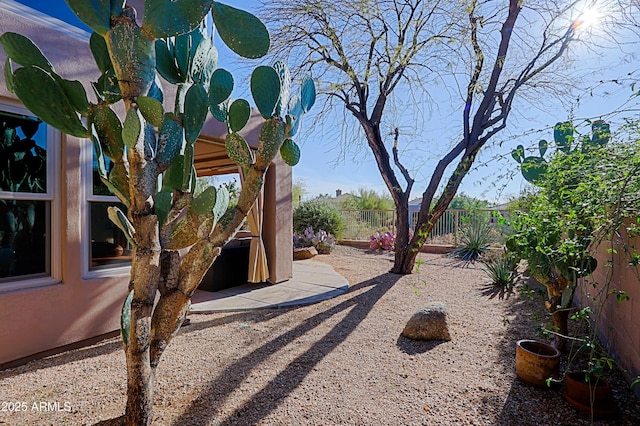 view of yard with a fenced backyard and a patio area