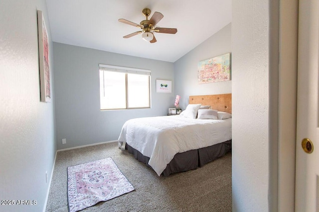 1894 E Sagebrush St, Gilbert, AZ 85296 - carpeted bedroom featuring lofted ceiling, ceiling fan, and baseboards