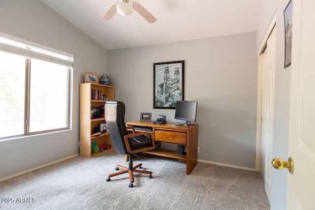1894 E Sagebrush St, Gilbert, AZ 85296 - office space featuring carpet floors, lofted ceiling, ceiling fan, and baseboards