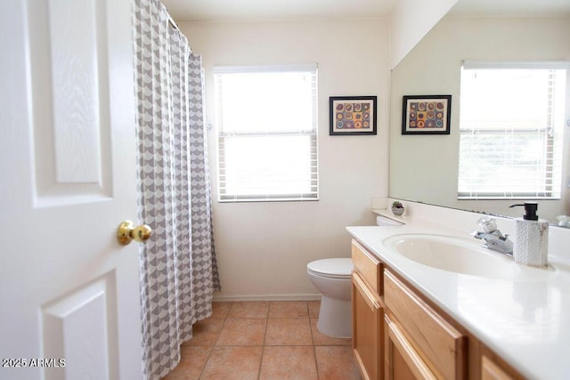 1894 E Sagebrush St, Gilbert, AZ 85296 - full bathroom featuring toilet, vanity, tile patterned floors, and a shower with shower curtain