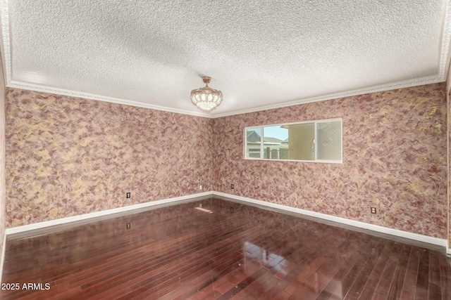 3135 W Echo Ln, Phoenix, AZ 85051 - spare room with an inviting chandelier, ornamental molding, wood-type flooring, and a textured ceiling