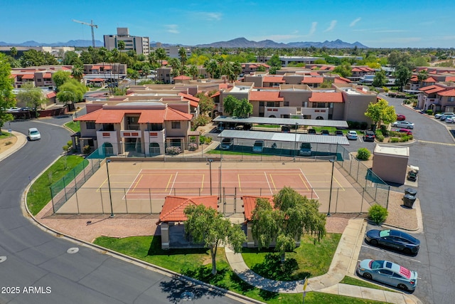 aerial view with a residential view and a mountain view