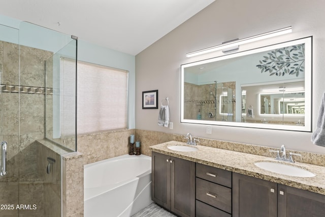 10333 E Gold Nugget Ct, Gold Canyon, AZ 85118 - full bath with a bath, a shower stall, and double vanity