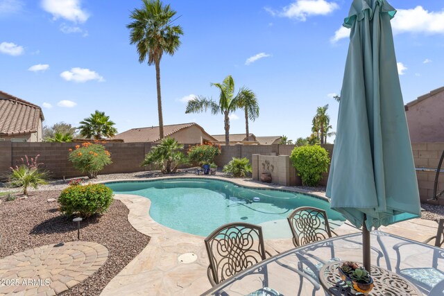10333 E Gold Nugget Ct, Gold Canyon, AZ 85118 - view of pool featuring a fenced backyard, outdoor dining area, and a patio area