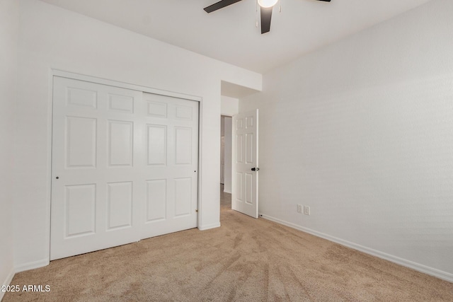2226 N Gentry, Mesa, AZ 85213 - unfurnished bedroom featuring carpet floors, baseboards, a closet, and ceiling fan