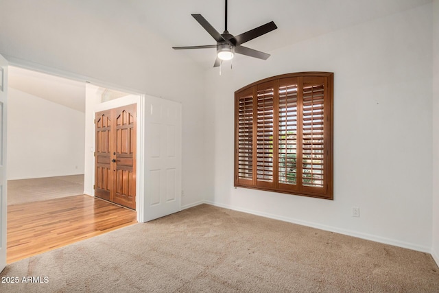 2226 N Gentry, Mesa, AZ 85213 - carpeted spare room with a ceiling fan, baseboards, and lofted ceiling