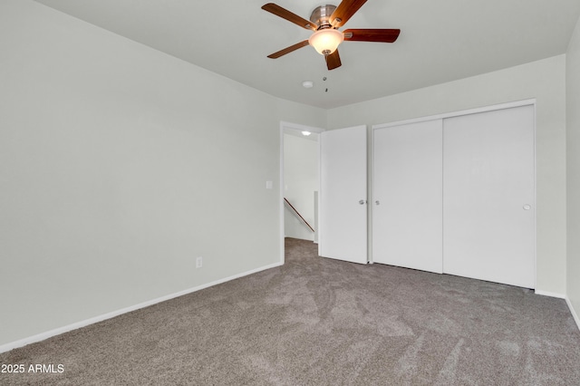 1811 S 39th St Unit 30, Mesa, AZ 85206 - unfurnished bedroom with carpet, a closet, baseboards, and ceiling fan